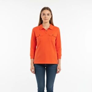 Oleron Saint James Cotton Collared 3/4 Sleeve top sophisticated, luxury